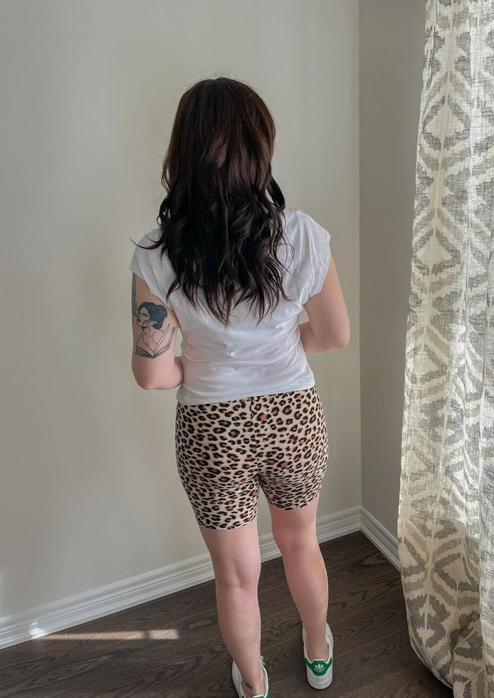 Sarah Leopard Biker Shorts